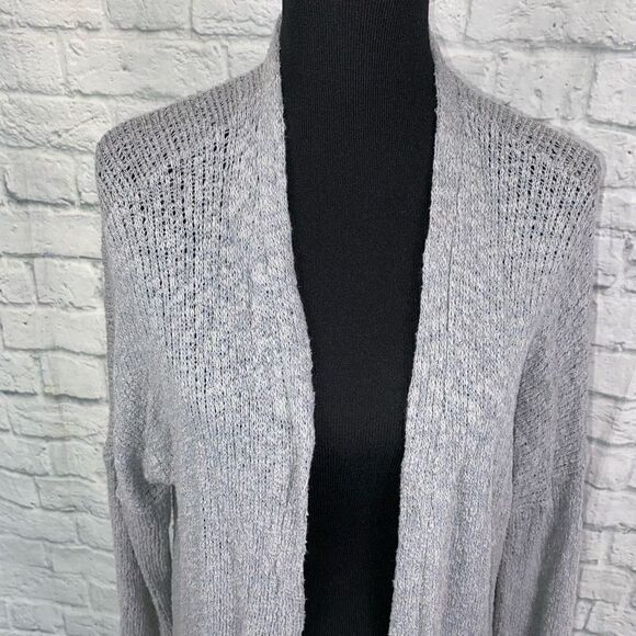 Say what women S cotton blend grey open front knit long cardigan - Picture 2 of 9